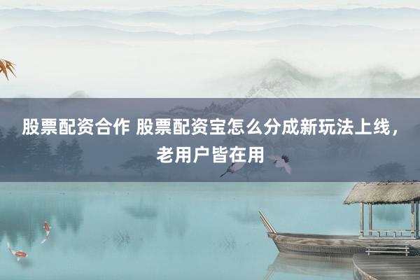 股票配资合作 股票配资宝怎么分成新玩法上线,老用户皆在用