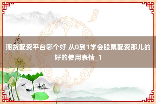 期货配资平台哪个好 从0到1学会股票配资那儿的好的使用表情_1