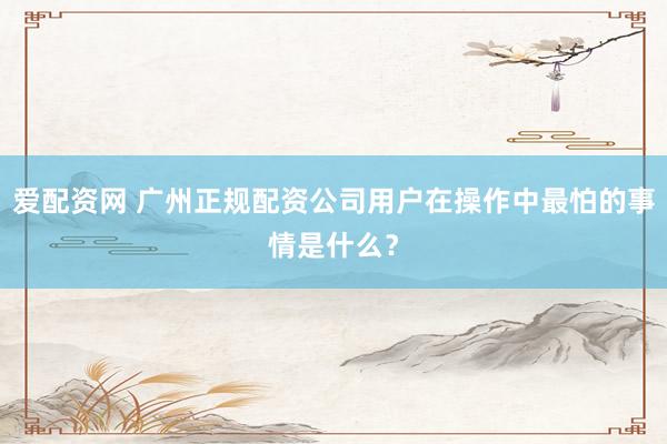爱配资网 广州正规配资公司用户在操作中最怕的事情是什么？