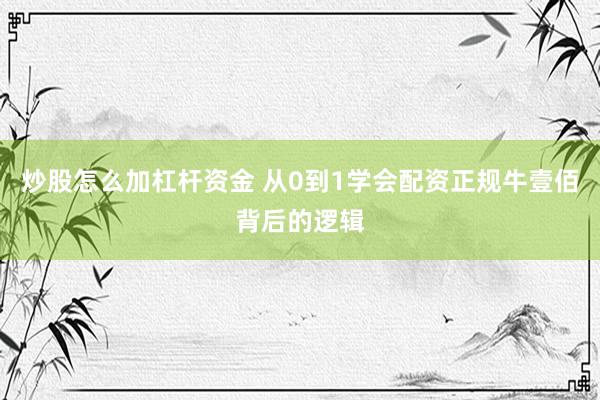 炒股怎么加杠杆资金 从0到1学会配资正规牛壹佰背后的逻辑