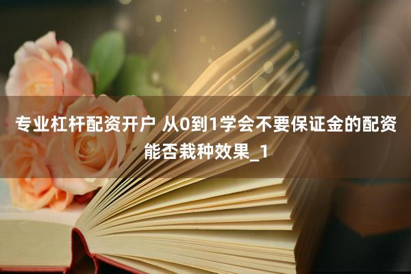 专业杠杆配资开户 从0到1学会不要保证金的配资能否栽种效果_1