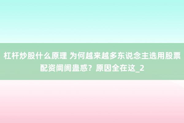 杠杆炒股什么原理 为何越来越多东说念主选用股票配资阛阓蛊惑？原因全在这_2